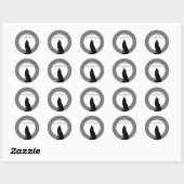 Grijs Zwart Pop Art Leiderschap Wolf Huilend Ronde Sticker (Vel)