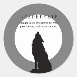 Grijs Zwart Pop Art Leiderschap Wolf Huilend Ronde Sticker