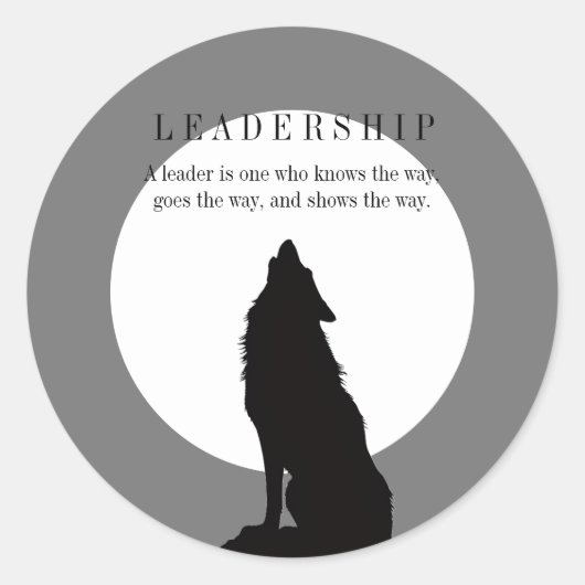 Grijs Zwart Pop Art Leiderschap Wolf Huilend Ronde Sticker (Voorkant)