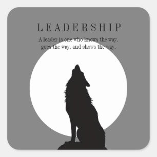 Grijs Zwart Pop Art Leiderschap Wolf Huilend Vierkante Sticker