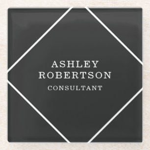 Grijs Zwart Professioneel Stijlvol Trendy Minimali Glazen Onderzetter