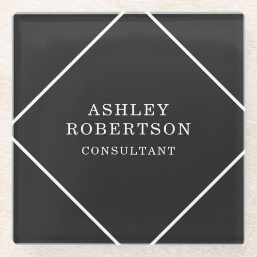 Grijs Zwart Professioneel Stijlvol Trendy Minimali Glazen Onderzetter (Voorkant)