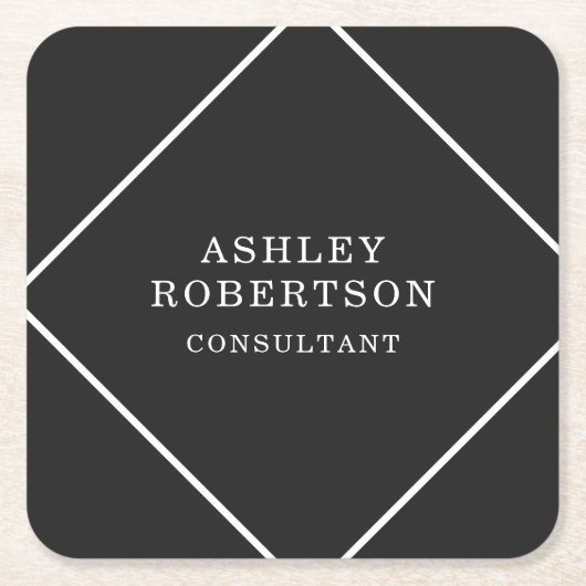 Grijs Zwart Professioneel Stijlvol Trendy Minimali Kartonnen Onderzetters (Voorkant)