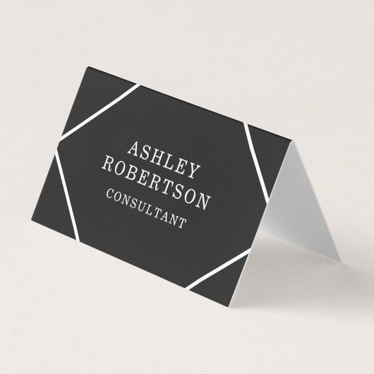 Grijs Zwart Professioneel Stijlvol Trendy Minimali Visitekaartje (Voorkant)