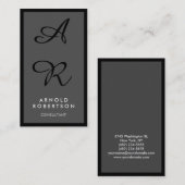 Grijs Zwart Rand Uniek Monogram Visitekaartje (Voorkant / Achterkant)