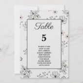 Grijs Zwart Retro Bloem Patroon Zitgrafiek Kaart (Voorkant)