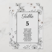 Grijs Zwart Retro Bloem Patroon Zitgrafiek Kaart (Voorkant / Achterkant)