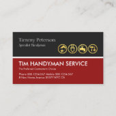 Grijs Zwart Retro Handyman Gereedschapslaag Visitekaartje (Voorkant)