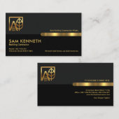 Grijs Zwart Retro Kolommen Bouwconstructie Visitekaartje (Voorkant / Achterkant)