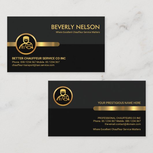 Grijs Zwart Retro Lagen Chauffeuring Visitekaartje (Voorkant / Achterkant)