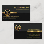 Grijs Zwart Retro Lagen Loodgieterij Visitekaartje (Voorkant / Achterkant)