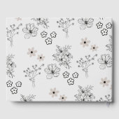 Grijs Zwart Retro Y2K Hippie Bloem Patroon Bruilof Gastenboek (Achterkant)