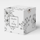 Grijs Zwart Retro Y2K Hippie Bloempatroon Bedankdoosjes (Voorkant Zijde)