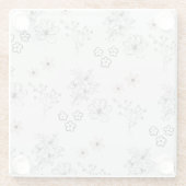 Grijs Zwart Retro Y2K Hippie Bloempatroon Glazen Onderzetter (Achterkant)