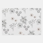 Grijs Zwart Retro Y2K Hippie Bloempatroon Inpakpapier Vel (Voorkant)