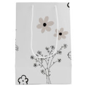 Grijs Zwart Retro Y2K Hippie Bloempatroon Medium Cadeauzakje (Achterkant)