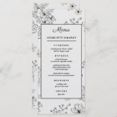 Grijs Zwart Retro Y2K Hippie Bloempatroon Menu (Voorkant / Achterkant)