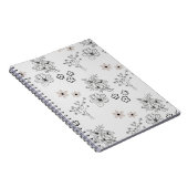Grijs Zwart Retro Y2K Hippie Bloempatroon Notitieboek (Rechterzijde)