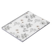 Grijs Zwart Retro Y2K Hippie Bloempatroon Notitieboek (Linkerzijde)