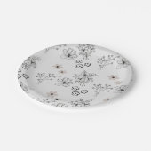 Grijs Zwart Retro Y2K Hippie Bloempatroon Papieren Bordje (Gekanteld)