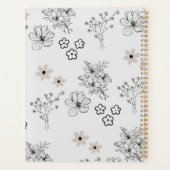 Grijs Zwart Retro Y2K Hippie Bloempatroon Planner (Achterkant)