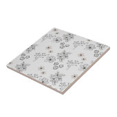 Grijs Zwart Retro Y2K Hippie Bloempatroon Tegeltje (Zijkant)