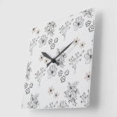 Grijs Zwart Retro Y2K Hippie Bloempatroon Vierkante Klok (Hoek)