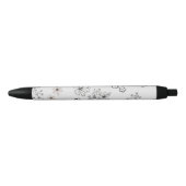 Grijs Zwart Retro Y2K Hippie Bloempatroon Zwarte Inkt Pen (Voorkant)