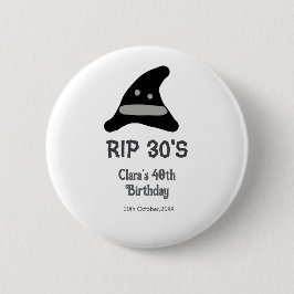 Grijs zwart RIP 30's 40e verjaardag heks hoed hall Ronde Button 5,7 Cm