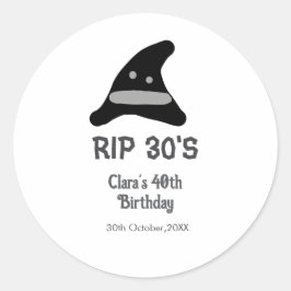 Grijs zwart RIP 30's 40e verjaardag heks hoed hall Ronde Sticker