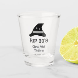 Grijs zwart RIP 30's 40e verjaardag heks hoed hall Shot Glas