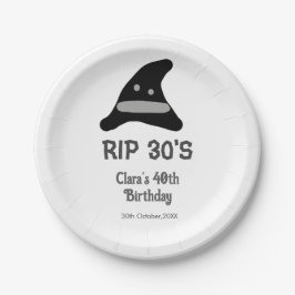 Grijs zwart RIP 30's 40e verjaardag heksenhoed hal Papieren Bordje