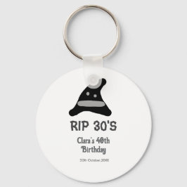 Grijs zwart RIP 30's 40e verjaardag heksenhoed hal Sleutelhanger