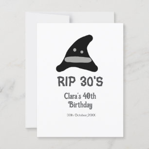 Grijs zwart RIP 30's 40e verjaardag heksenhoed hol Briefkaart