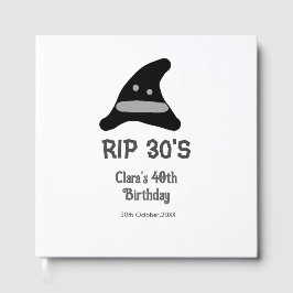 Grijs zwart RIP 30's 40ste verjaardag heks hoed ha Gastenboek