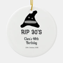 Grijs zwart RIP 30's 40ste verjaardag heksenhoed h Keramisch Ornament