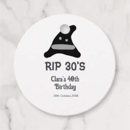 Grijs zwart RIP 30's 40th Birthday heks pet hallow Bedankjes Labels