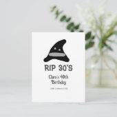 Grijs zwart RIP 30's 40th Birthday heks pet hallow Briefkaart (Staand voorkant)