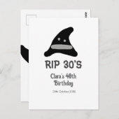 Grijs zwart RIP 30's 40th Birthday heks pet hallow Briefkaart (Voorkant / Achterkant)