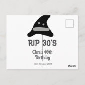Grijs zwart RIP 30's 40th Birthday heks pet hallow Briefkaart (Achterkant)