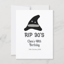 Grijs zwart RIP 30's 40th Birthday heks pet hallow Briefkaart