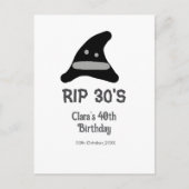 Grijs zwart RIP 30's 40th Birthday heks pet hallow Briefkaart (Voorkant)