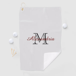 Grijs Zwart Rood Monogram Golfhanddoek