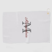Grijs Zwart Rood Monogram Golfhanddoek (Horizontaal)