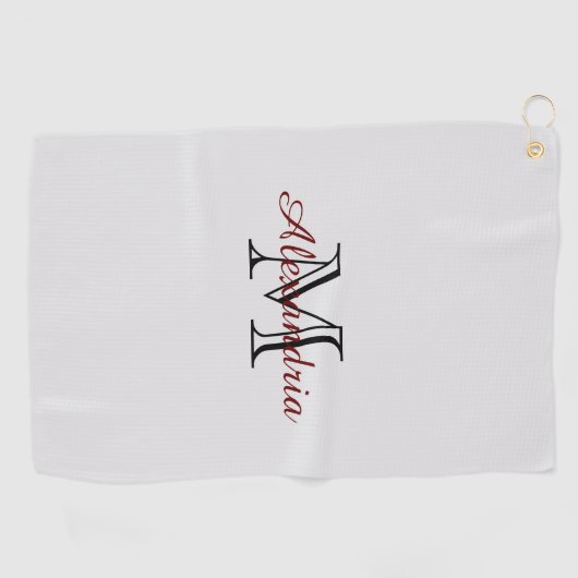 Grijs Zwart Rood Monogram Golfhanddoek (Horizontaal)