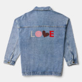 grijs zwart roze rood mini hart liefdesbrief denim jacket (Achterkant)