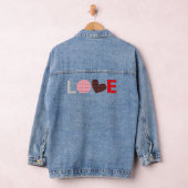 grijs zwart roze rood mini hart liefdesbrief denim jacket (Hangar)