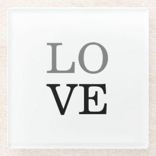 Grijs Zwart Script Liefde Bruiloft Glazen Onderzetter