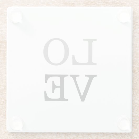 Grijs Zwart Script Liefde Bruiloft Glazen Onderzetter (Achterkant)