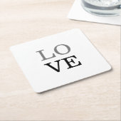 Grijs Zwart Script Liefde Bruiloft Kartonnen Onderzetters (Schuin)